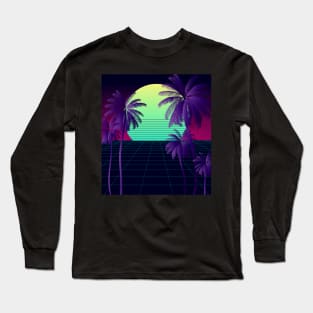 Cybersynth Sunset Vaporwave Long Sleeve T-Shirt